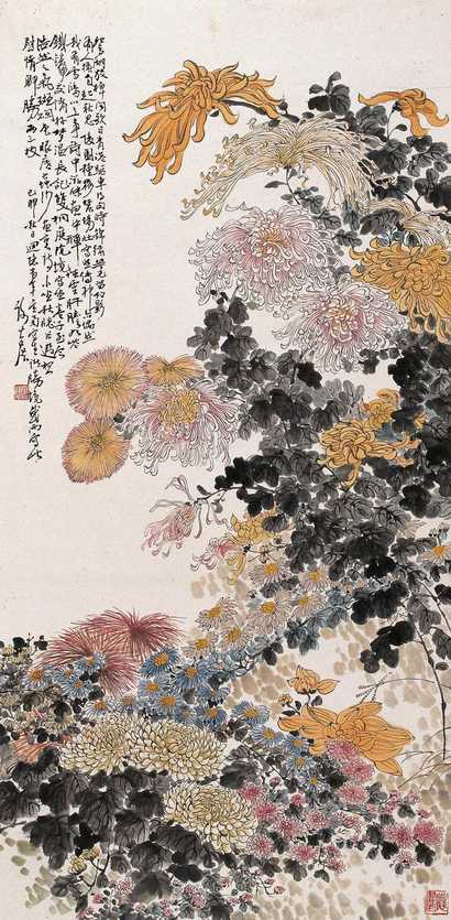 谢公展 己卯（1939年）作 菊花 立轴